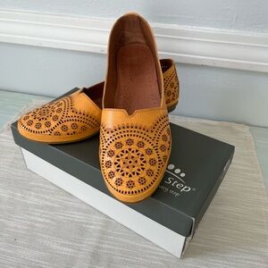 Mustard yellow cutout flats Spring Step